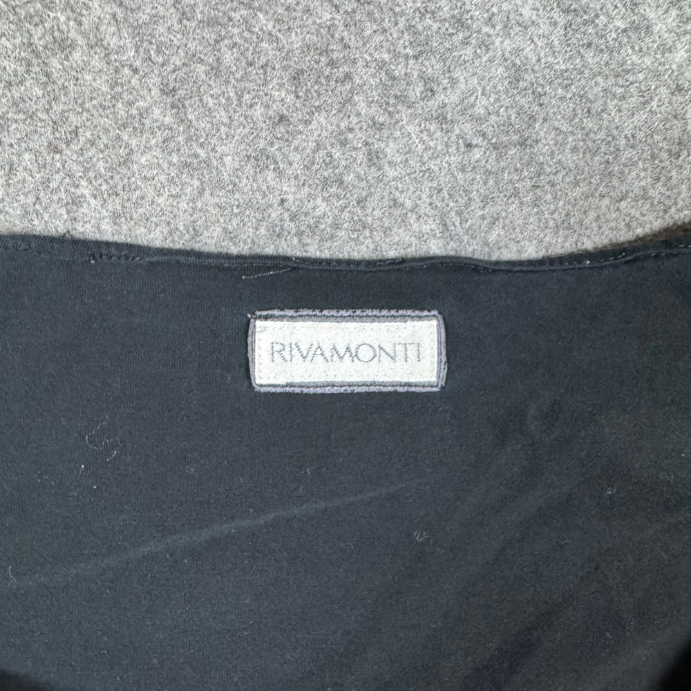 Rivamonti Top Womens S Black Faux Wrap V-Neck Ruched Long Sleeve Jersey Italy